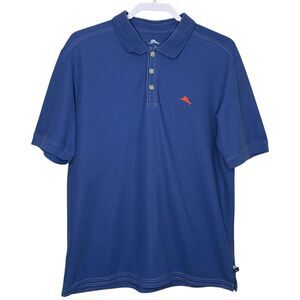 Tommy Bahama Polo Shirt Mens Large Blue Supima Pima Cotton Short Sleeve Preppy